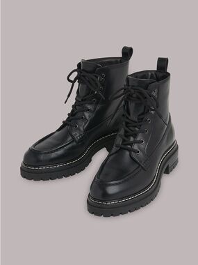 Whistles Black Bexley Lace Up Boot